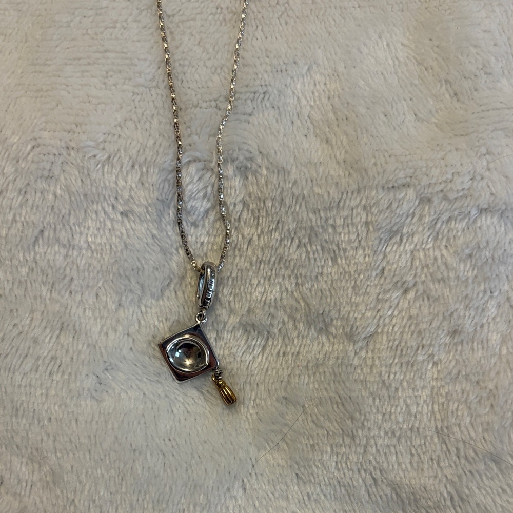 Elegant Cap and Tassel Silver and Gold Pendant Necklace